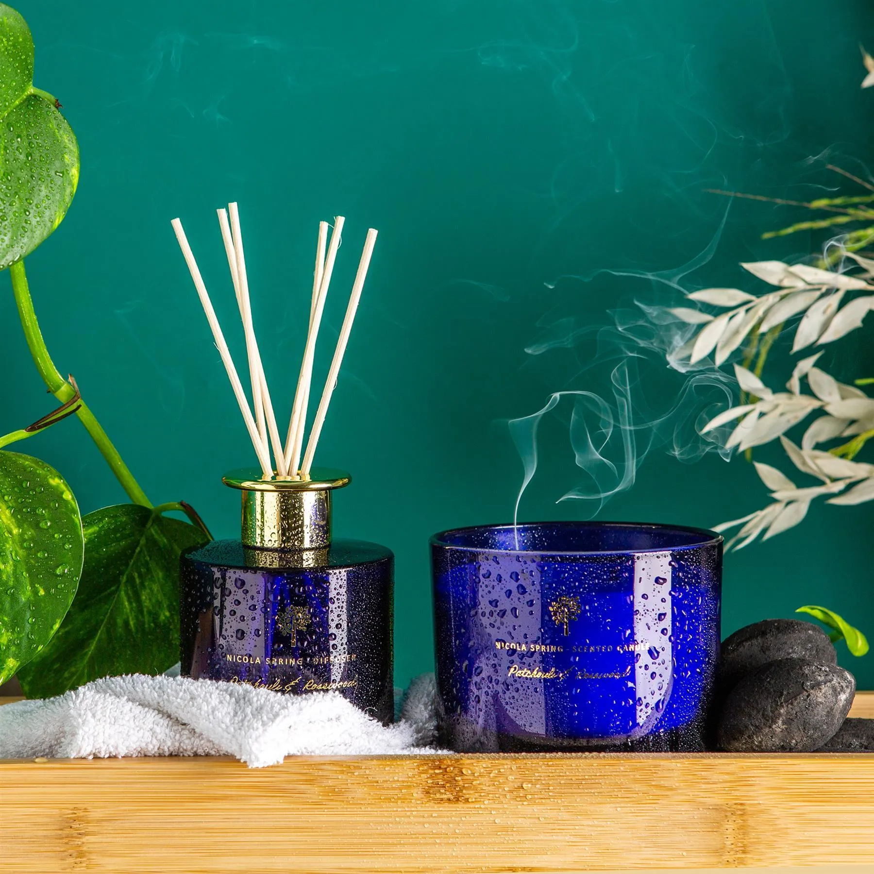 200ml Patchouli & Rosewood Glass Reed Diffuser - By Nicola Spring