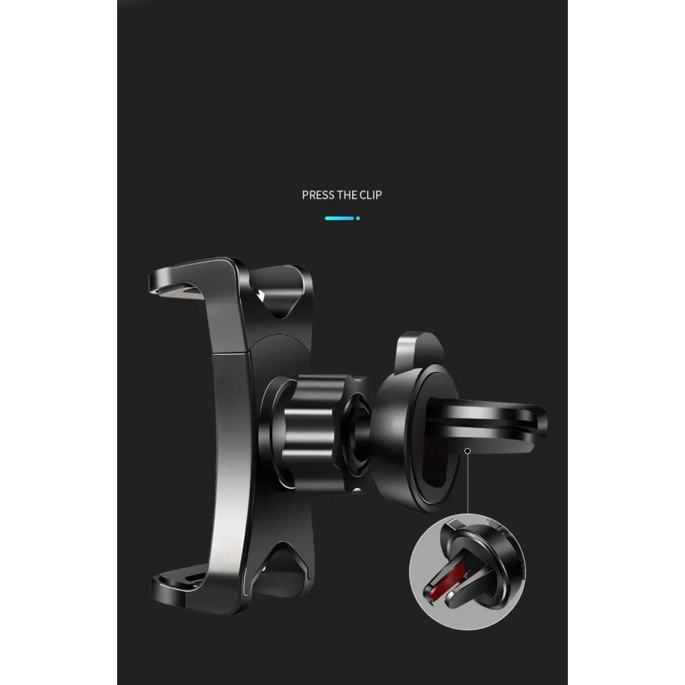 3 in 1 Car GPS Smartphone Holder: Dashboard / Visor Clamp   AC Grid Clip for Crosscall Trendy - Black