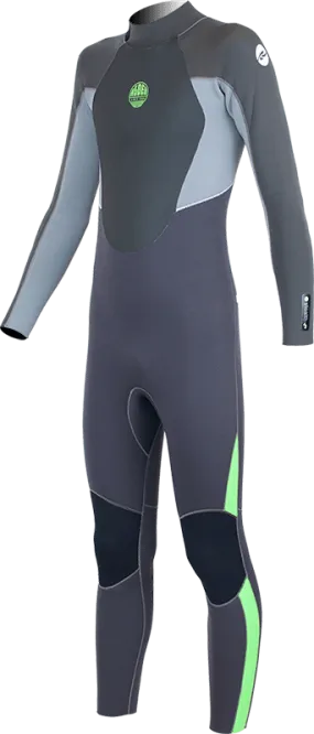 Alder Kids Stealth Junior 5/4/3mm Back Zip Metal Jet Grey Wetsuit
