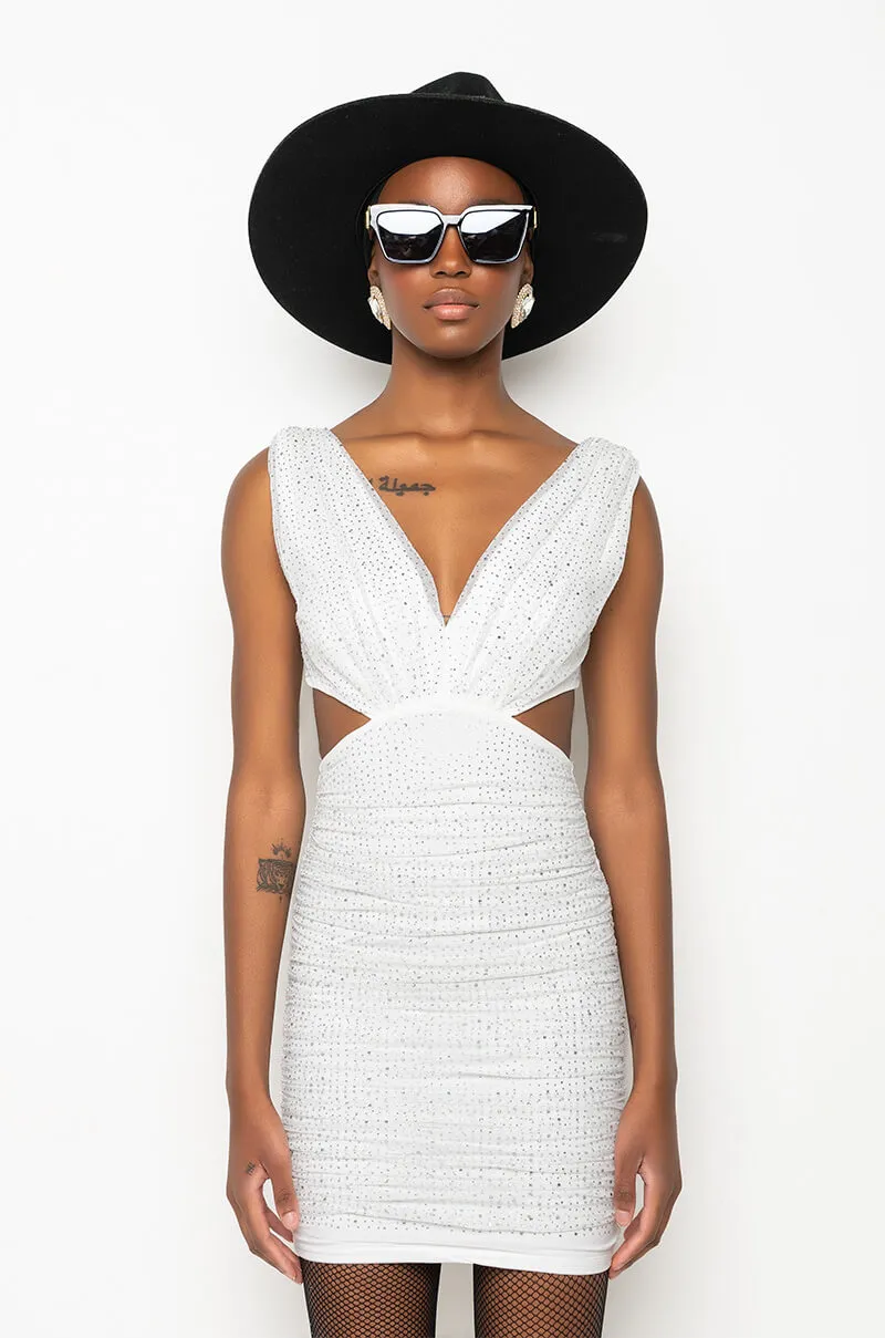 ALWAYS A SLAY THIS WAY LOW V NECK MINI DRESS