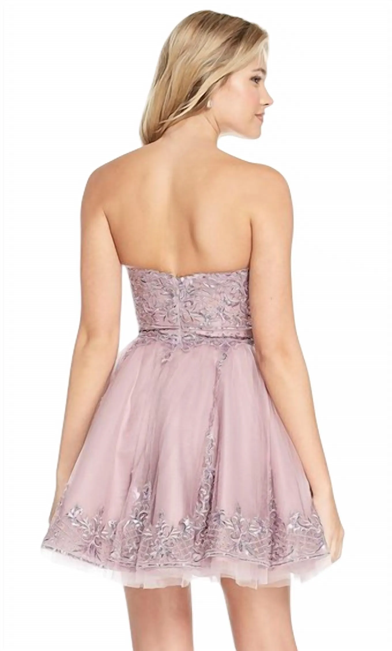 Alyce Paris - Embroidered Tulle Strapless Prom Dress