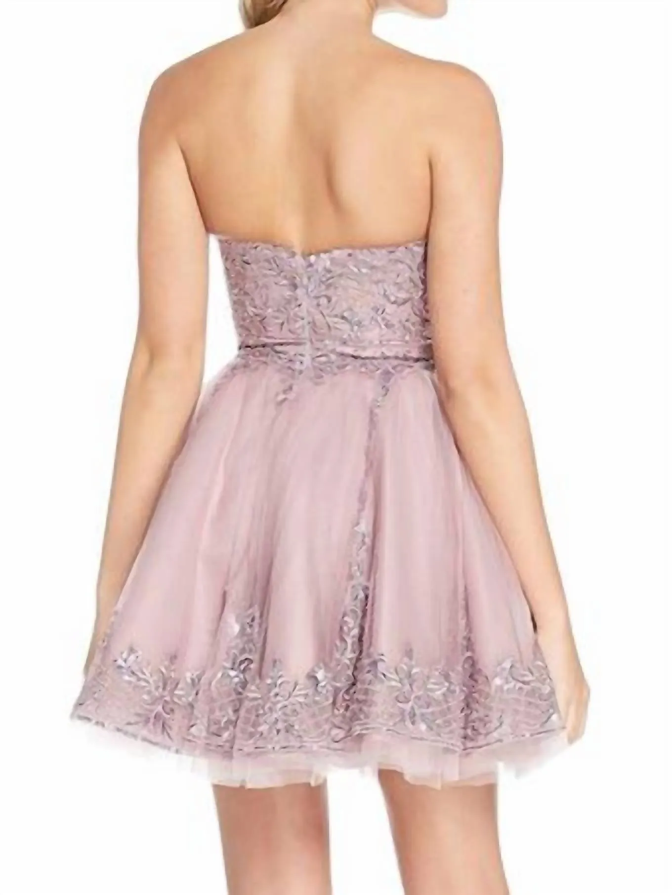 Alyce Paris - Embroidered Tulle Strapless Prom Dress