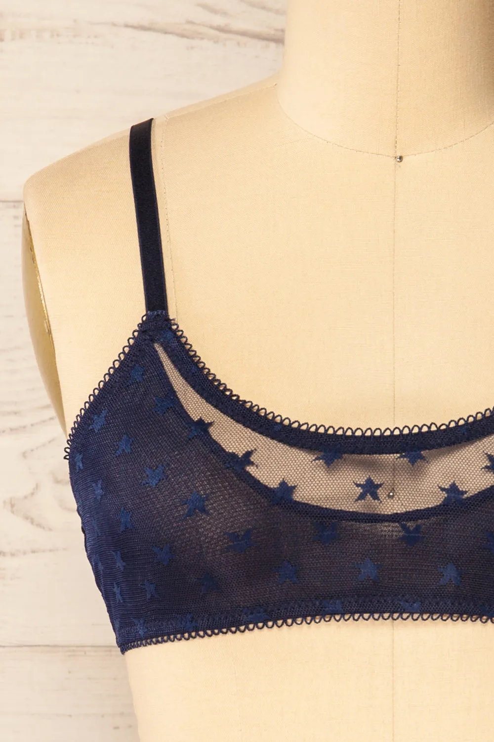 Amerikana Navy | Mesh Bralette w/ Embroidered Stars