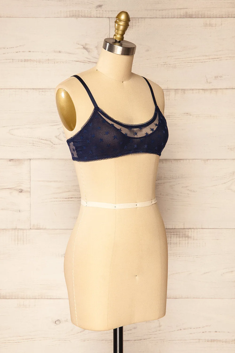 Amerikana Navy | Mesh Bralette w/ Embroidered Stars