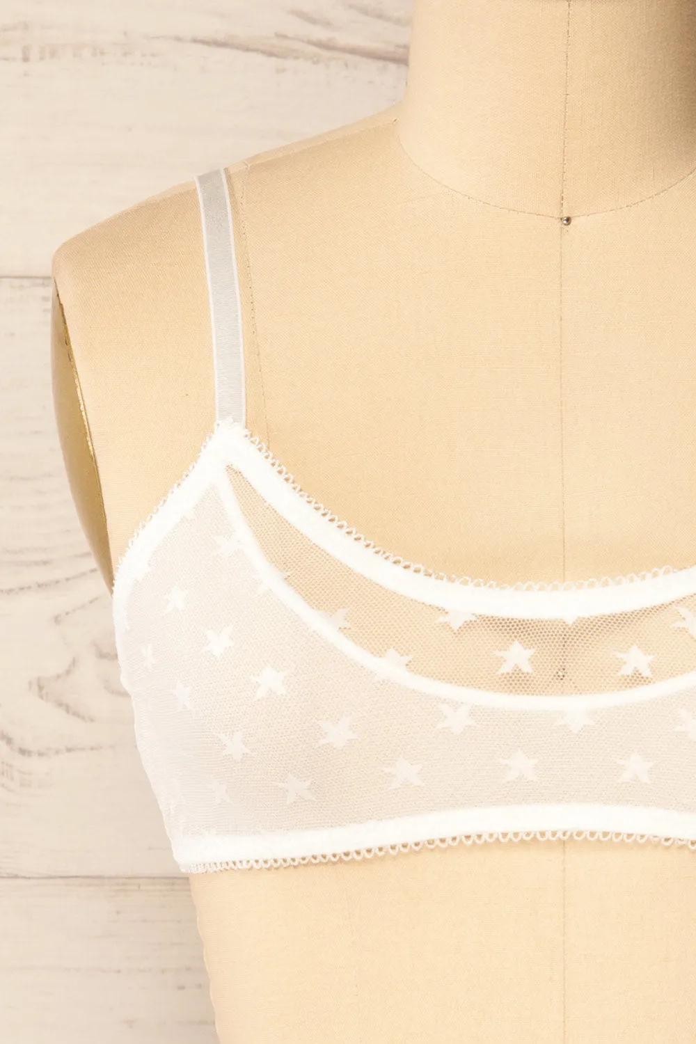 Amerikana White | Mesh Bralette w/ Embroidered Stars