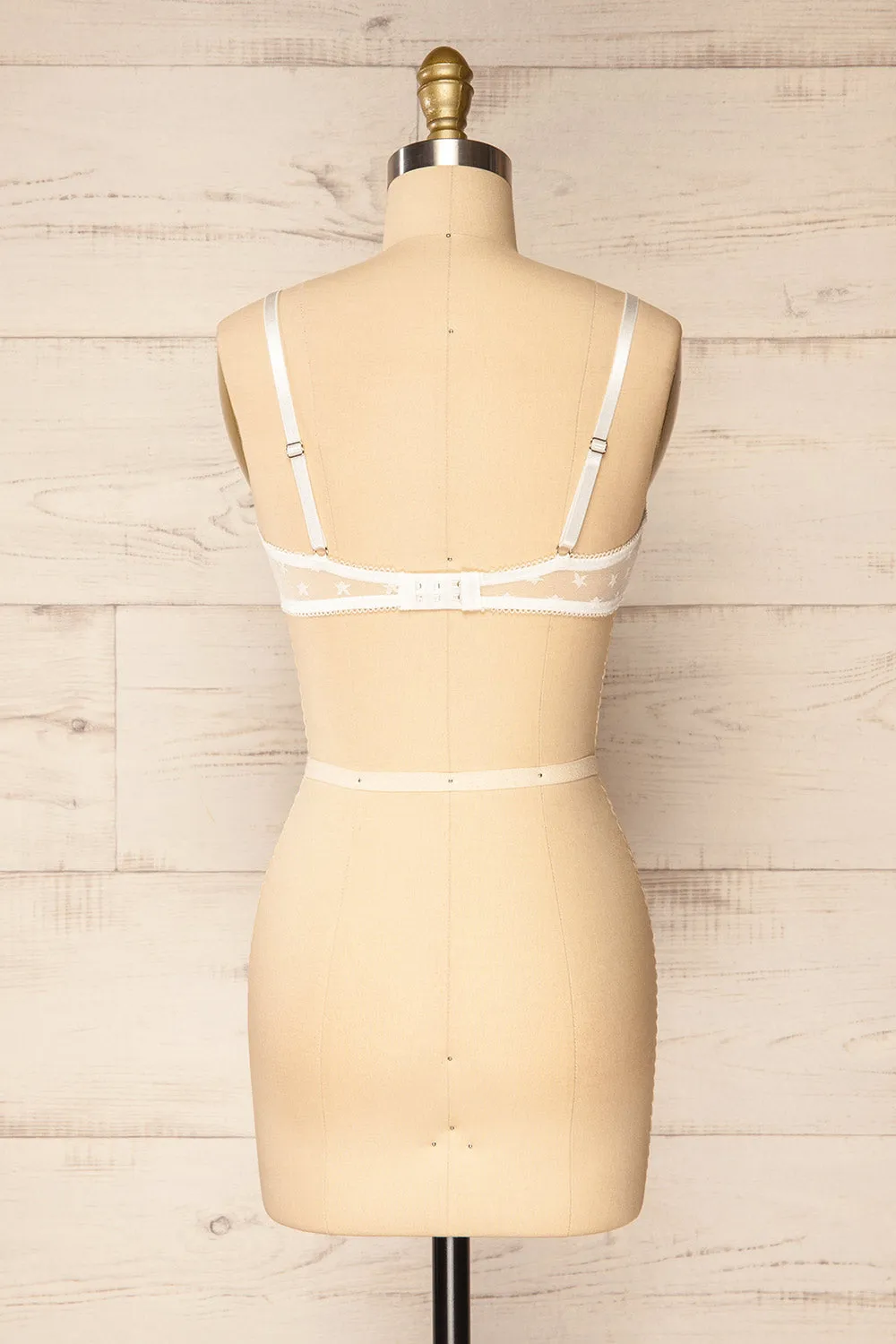 Amerikana White | Mesh Bralette w/ Embroidered Stars