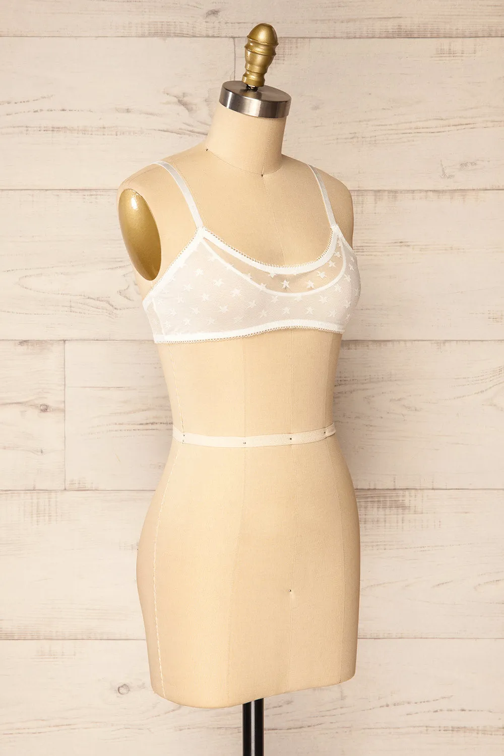 Amerikana White | Mesh Bralette w/ Embroidered Stars