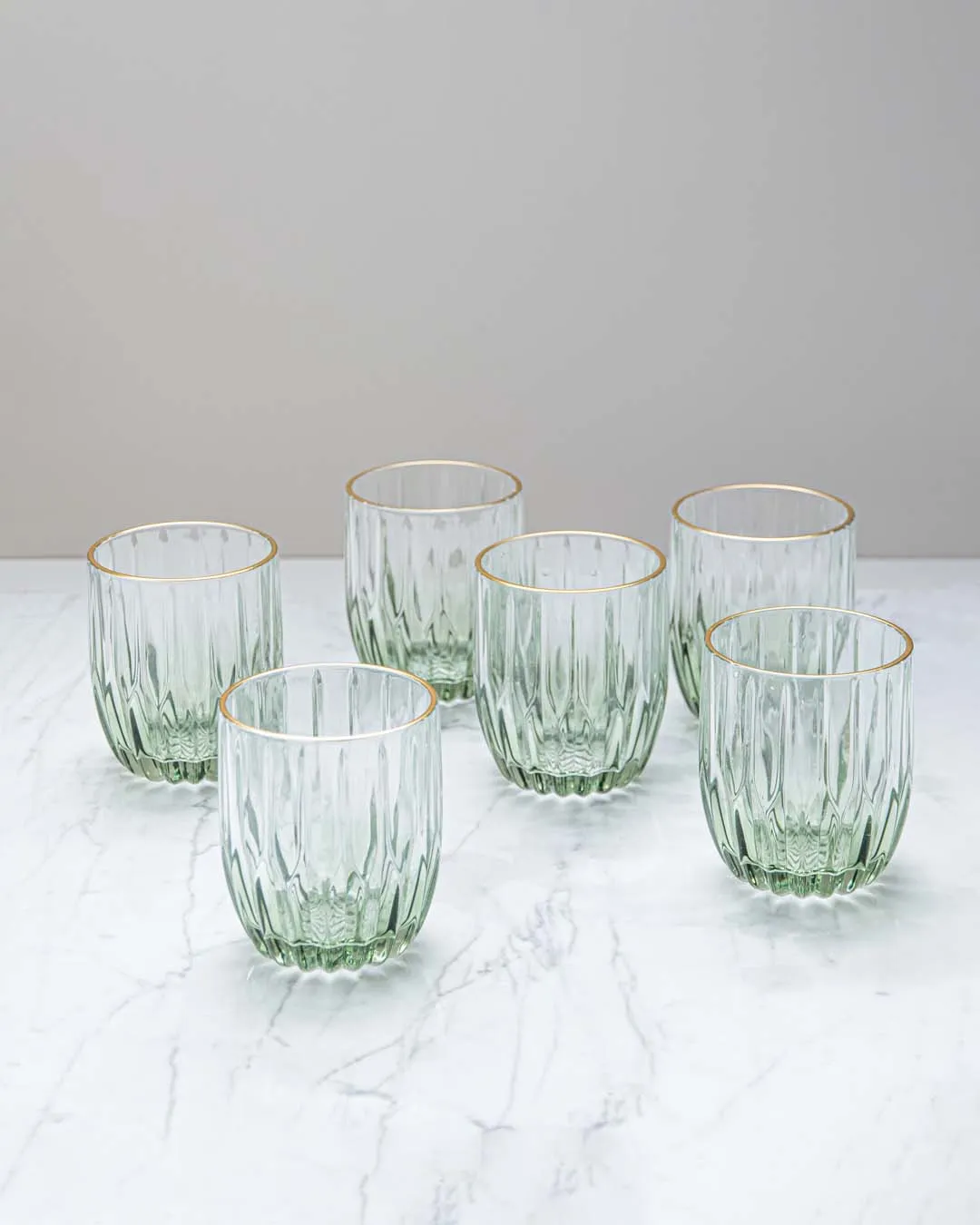 Archie Old Fashion Whiskey Glasses - Green - Set Of 6