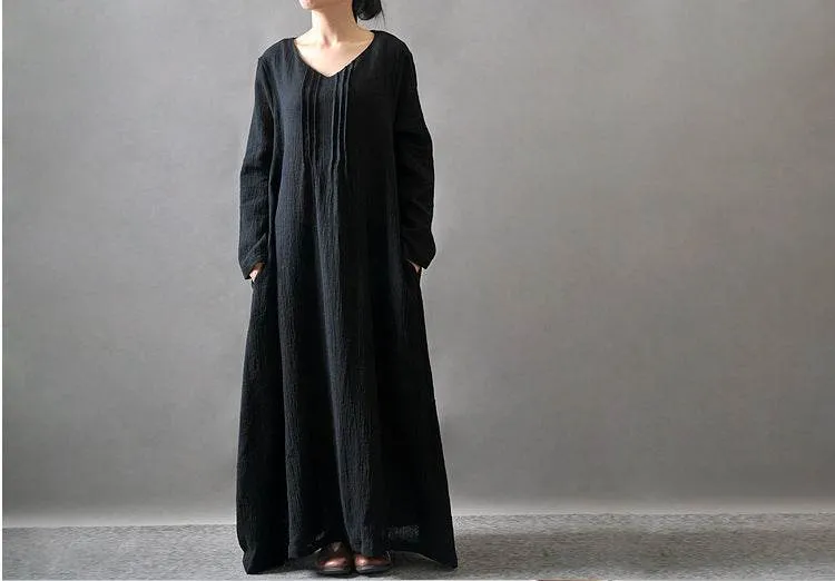 Artistic Texture Linen Robe Plus Size Dress