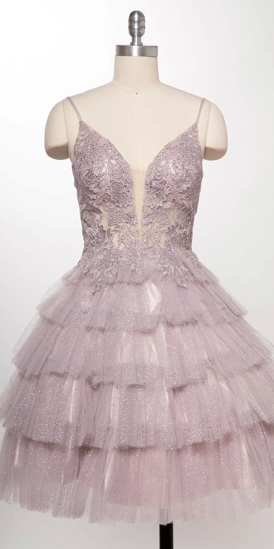 Aspeed S2308 Appliqued Tiered Short Dress