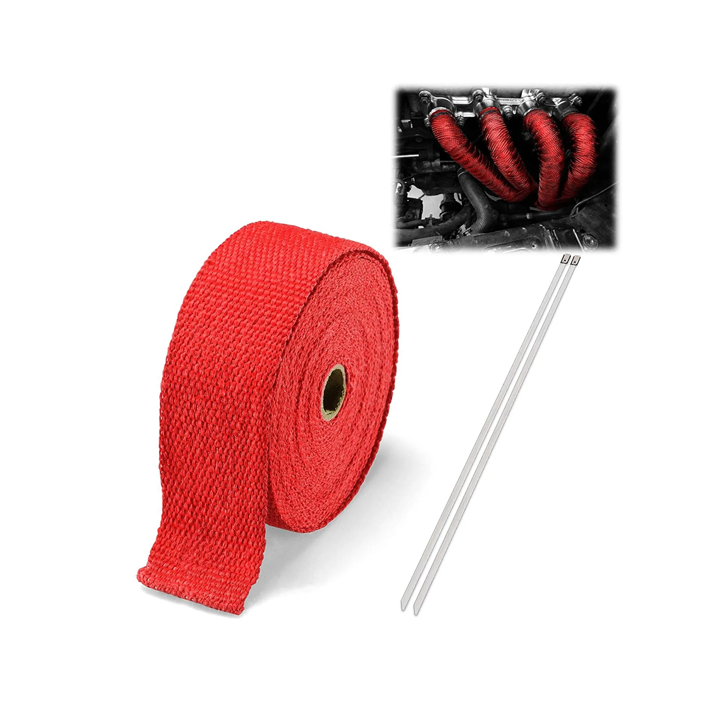 Bike Exhaust Pipe Insulation Heat-Wrap 5CM x 10M Red 064105