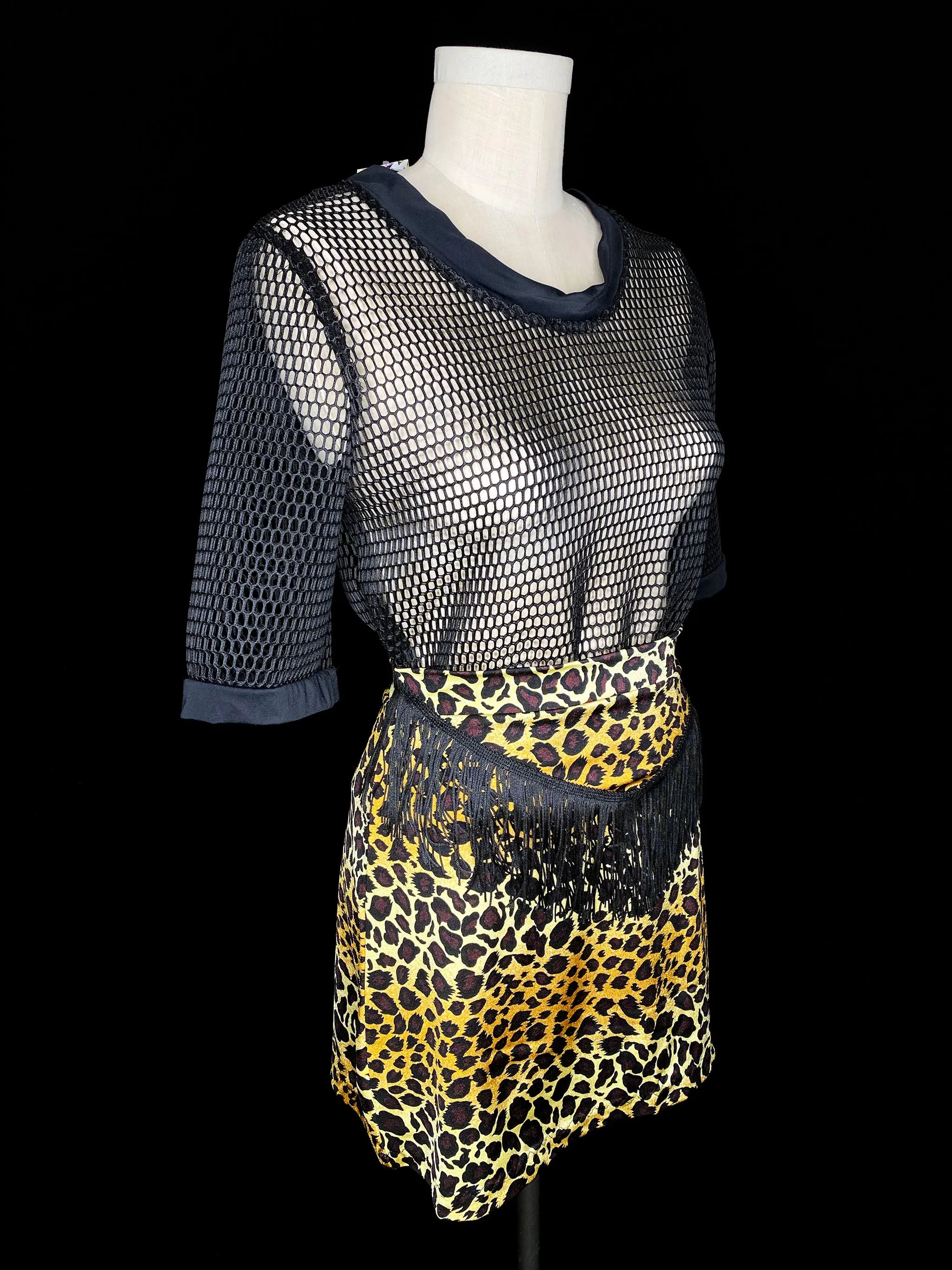 Black Mesh Oversized Crop Top