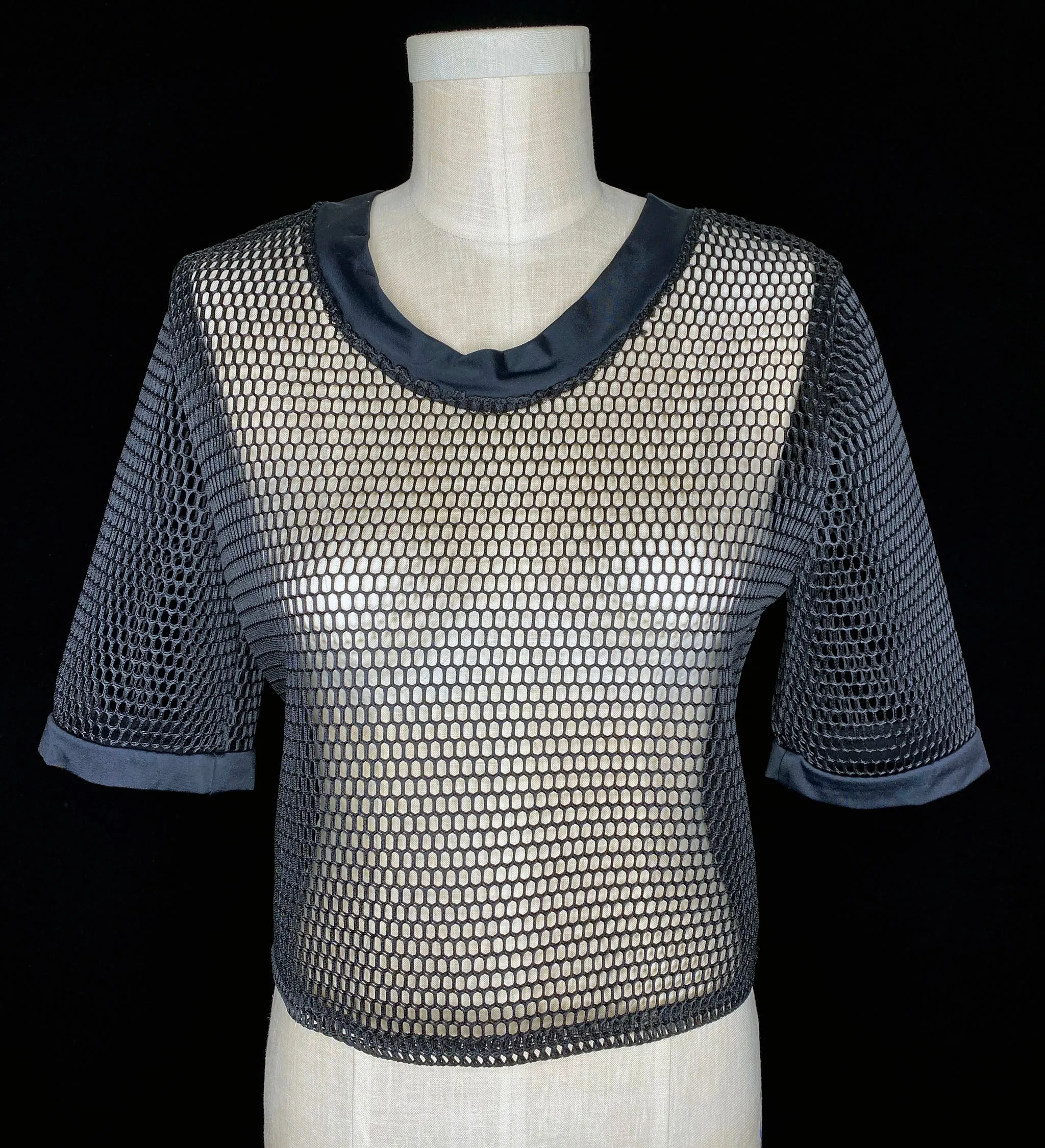 Black Mesh Oversized Crop Top