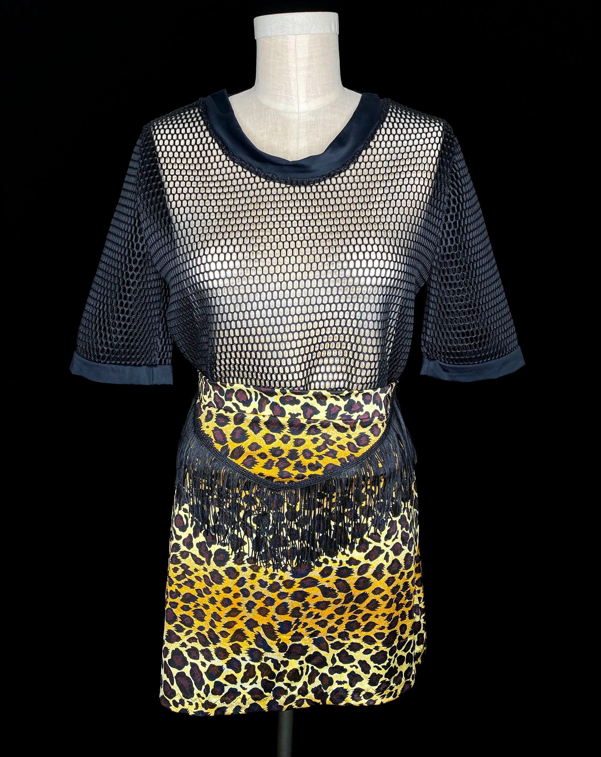 Black Mesh Oversized Crop Top
