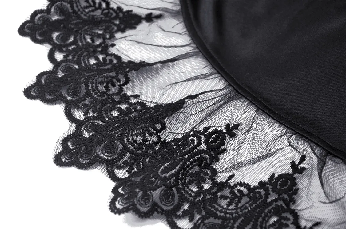 Black Purple Lace-Up Gothic Mini Dress - Dark Lolita