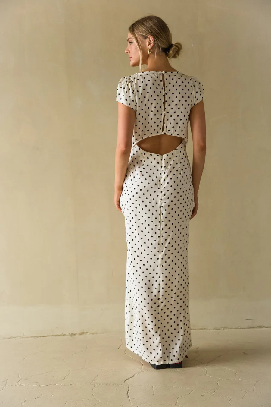 Brandie Lace Trim Polka Dot Maxi Dress