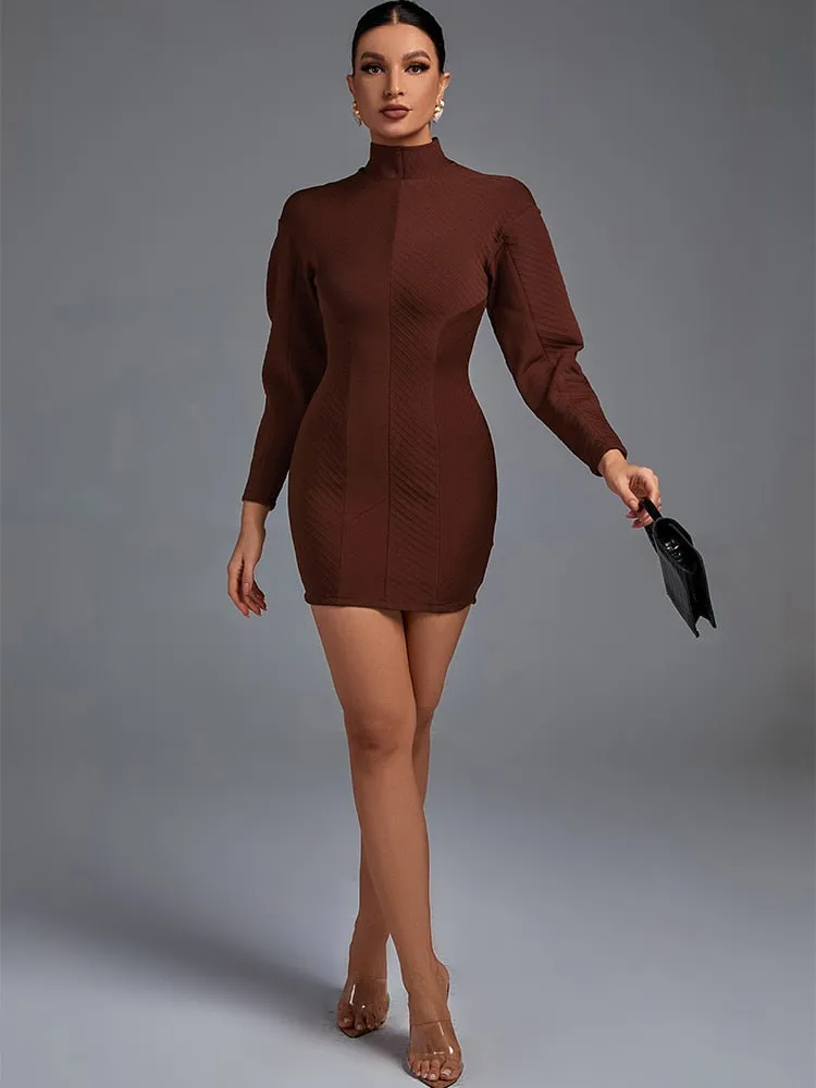 Brown Mini Bandage Dress
