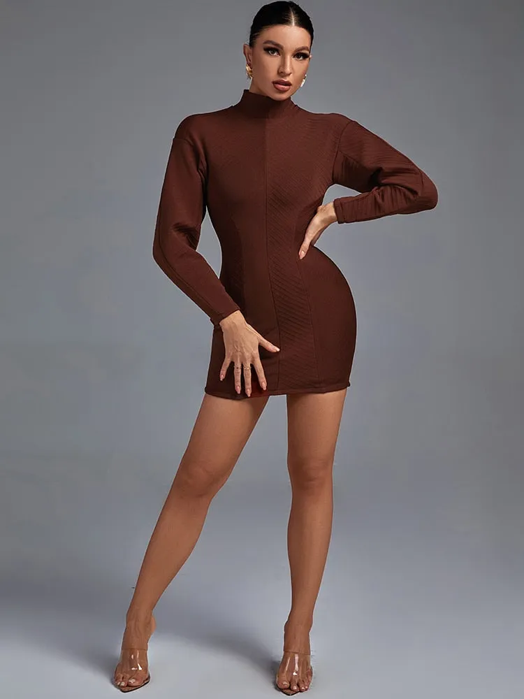 Brown Mini Bandage Dress