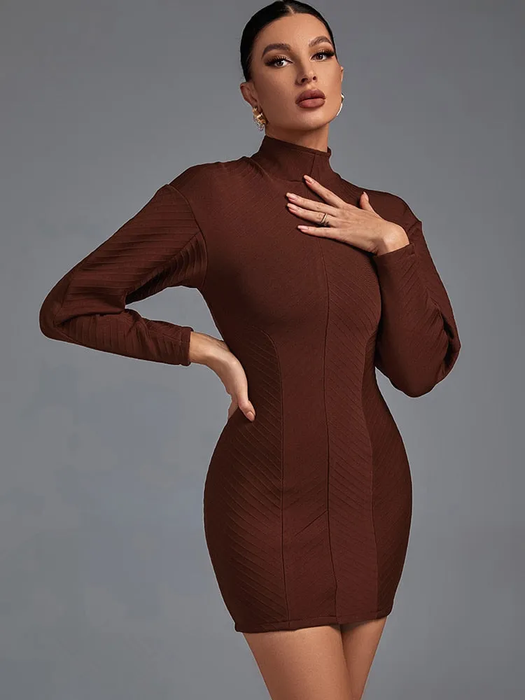 Brown Mini Bandage Dress