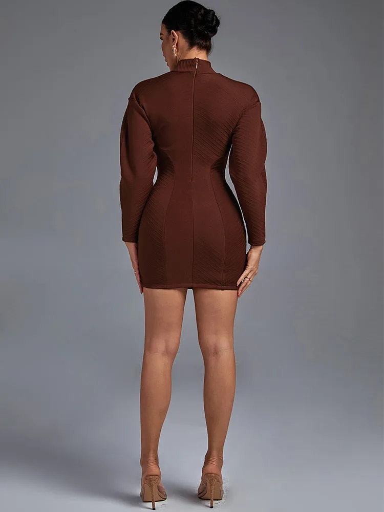 Brown Mini Bandage Dress