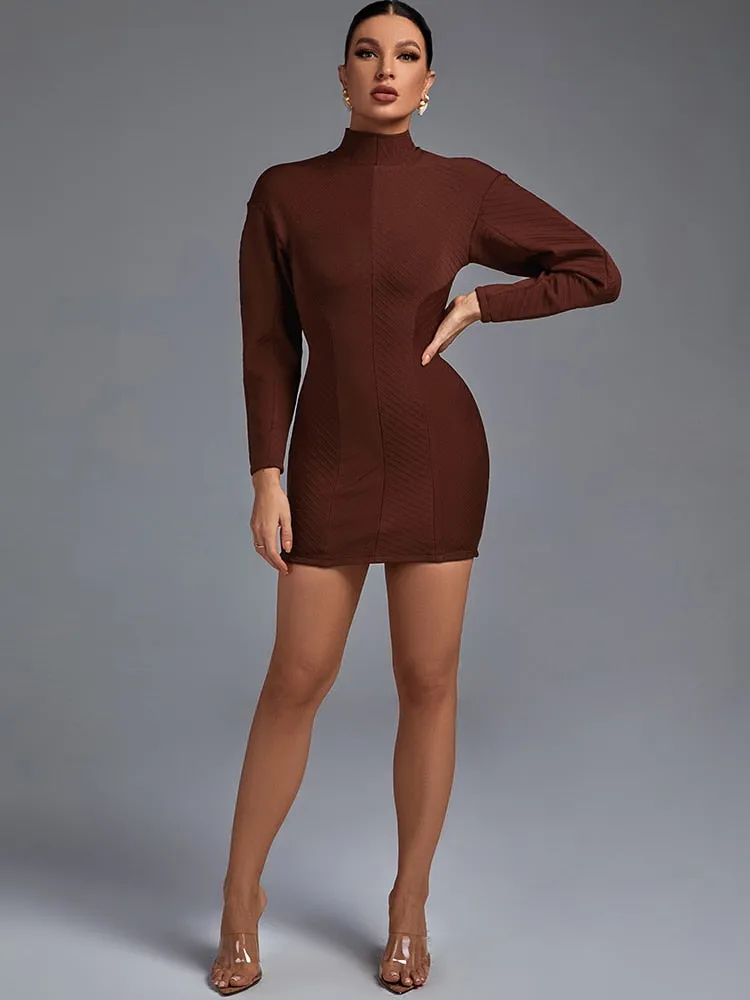 Brown Mini Bandage Dress