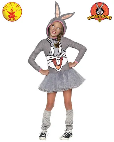 BUGS BUNNY GIRLS HOODED COSTUME, CHILD