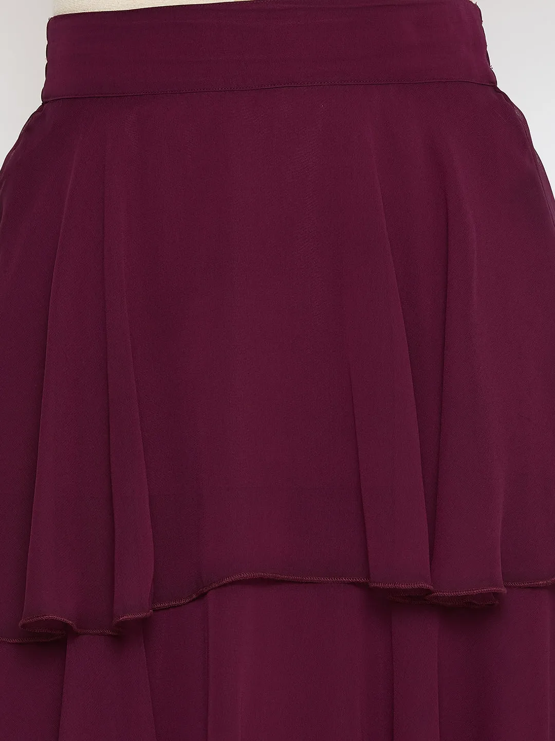 Burgundy Layered Skirt (Sku- BLMG20216)