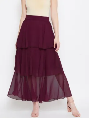 Burgundy Layered Skirt (Sku- BLMG20216)