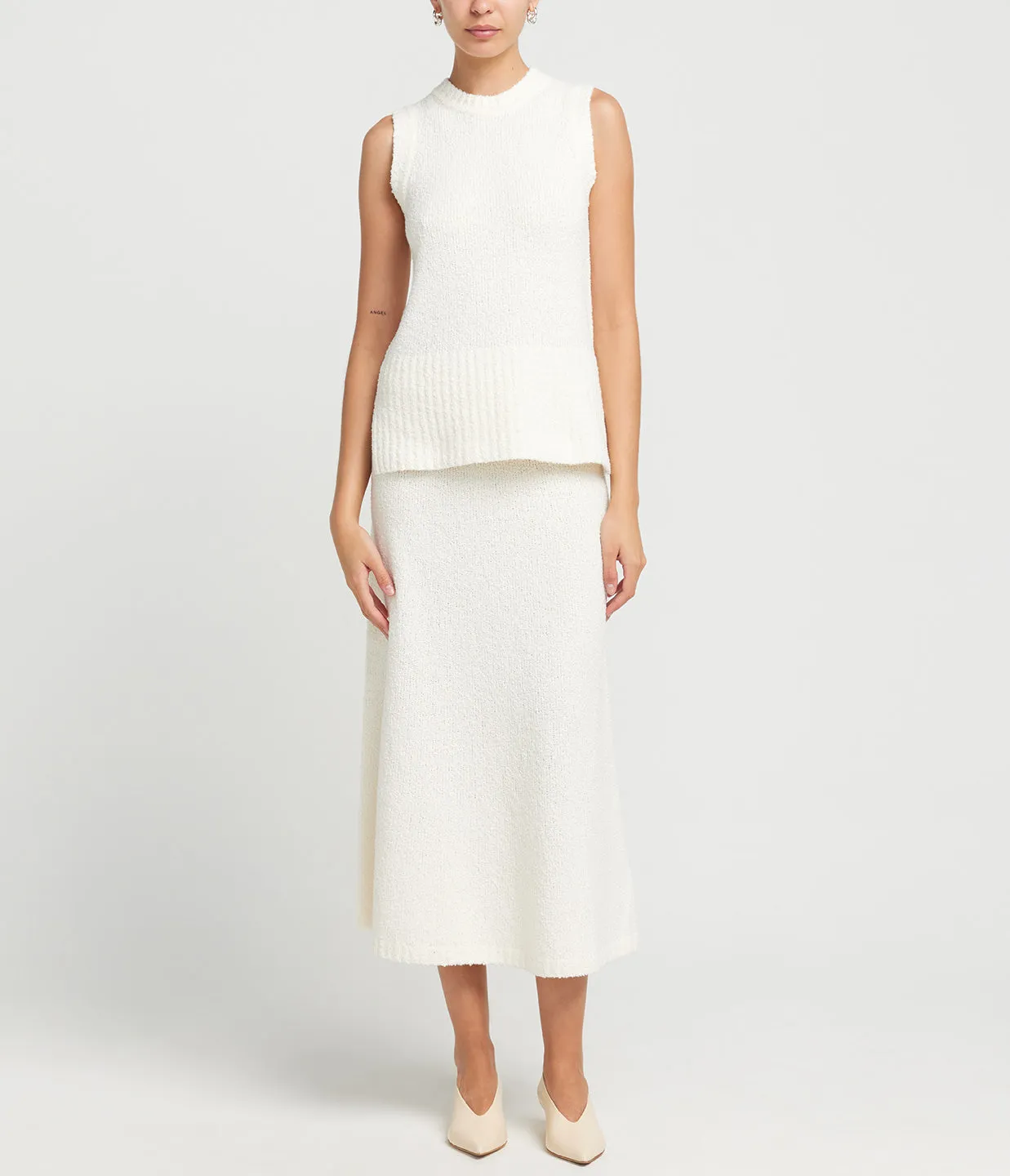 Celeste Cashmere Blend Skirt in Off White