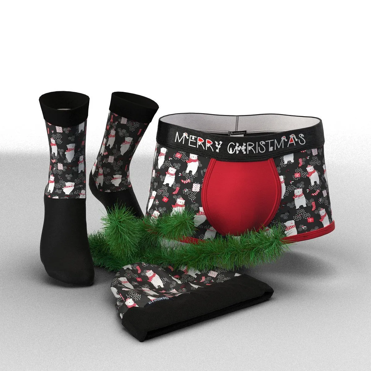 Christmas set of Boxers & Socks& Beanie V1