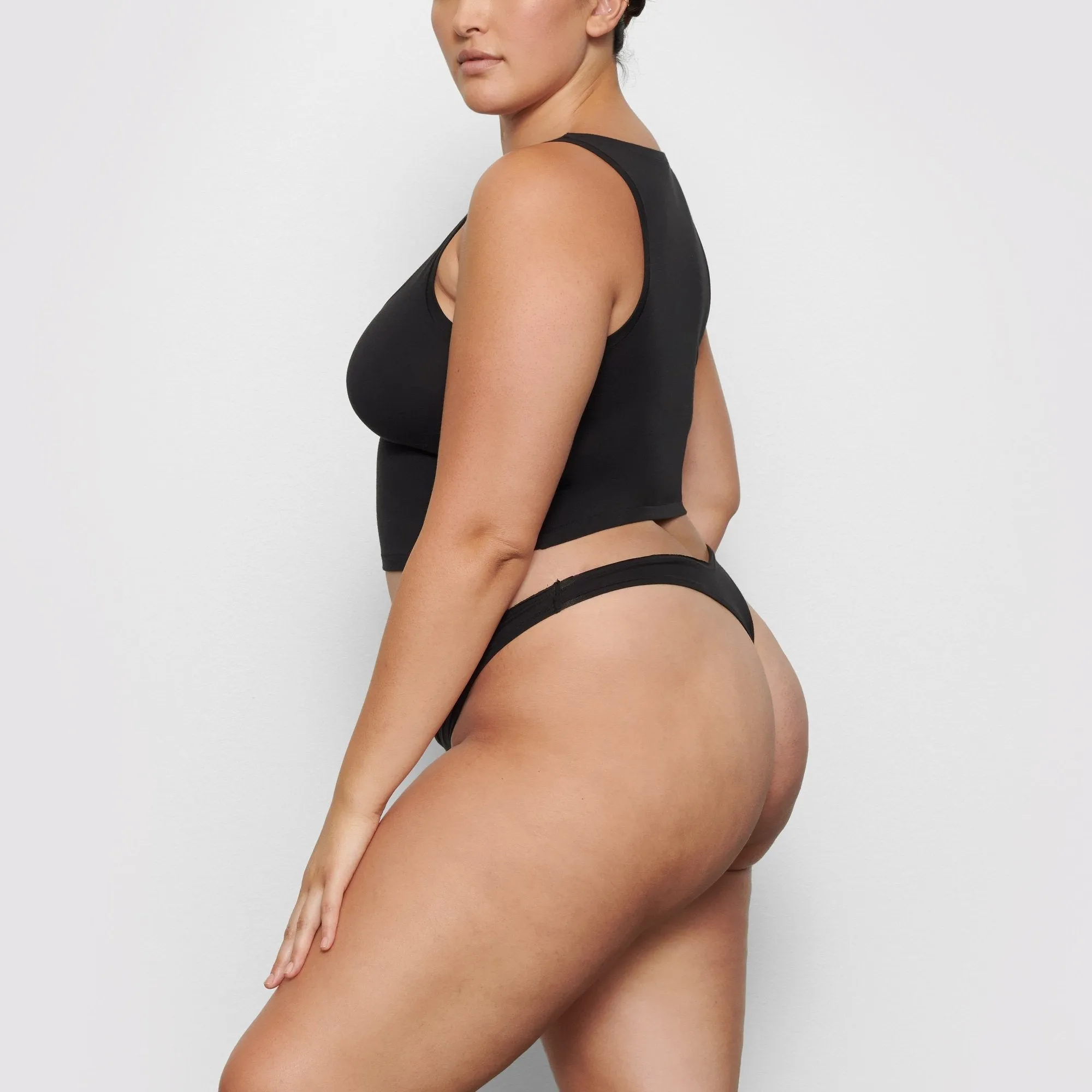 COTTON JERSEY DIPPED THONG | SOOT