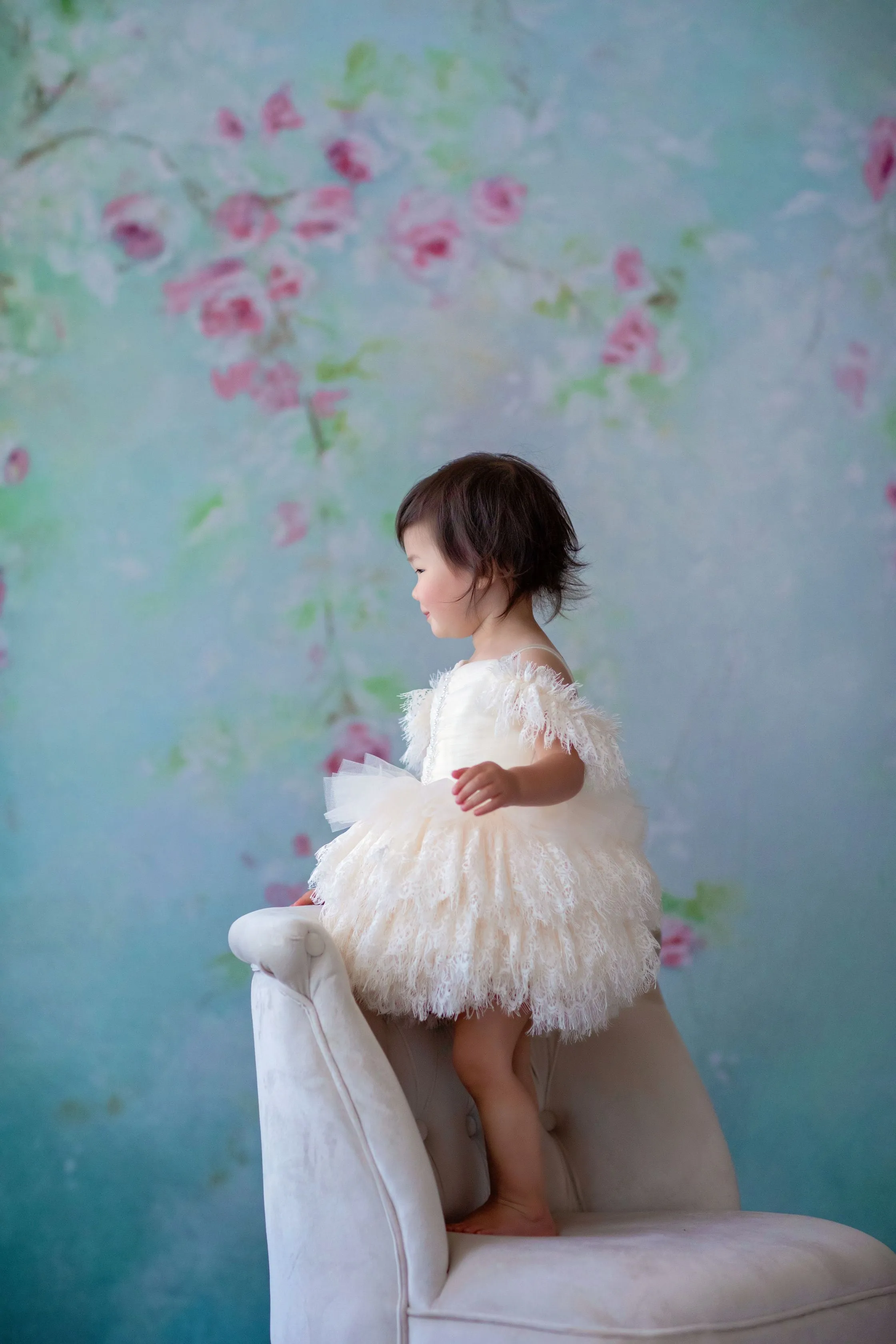 Couture Rental Baby Gown "Alyssa" - Black - Petal Length Dress  - ( 24 month- 3 year)