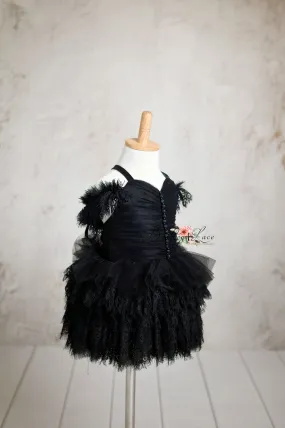 Couture Rental Baby Gown "Alyssa" - Black - Petal Length Dress  - ( 24 month- 3 year)