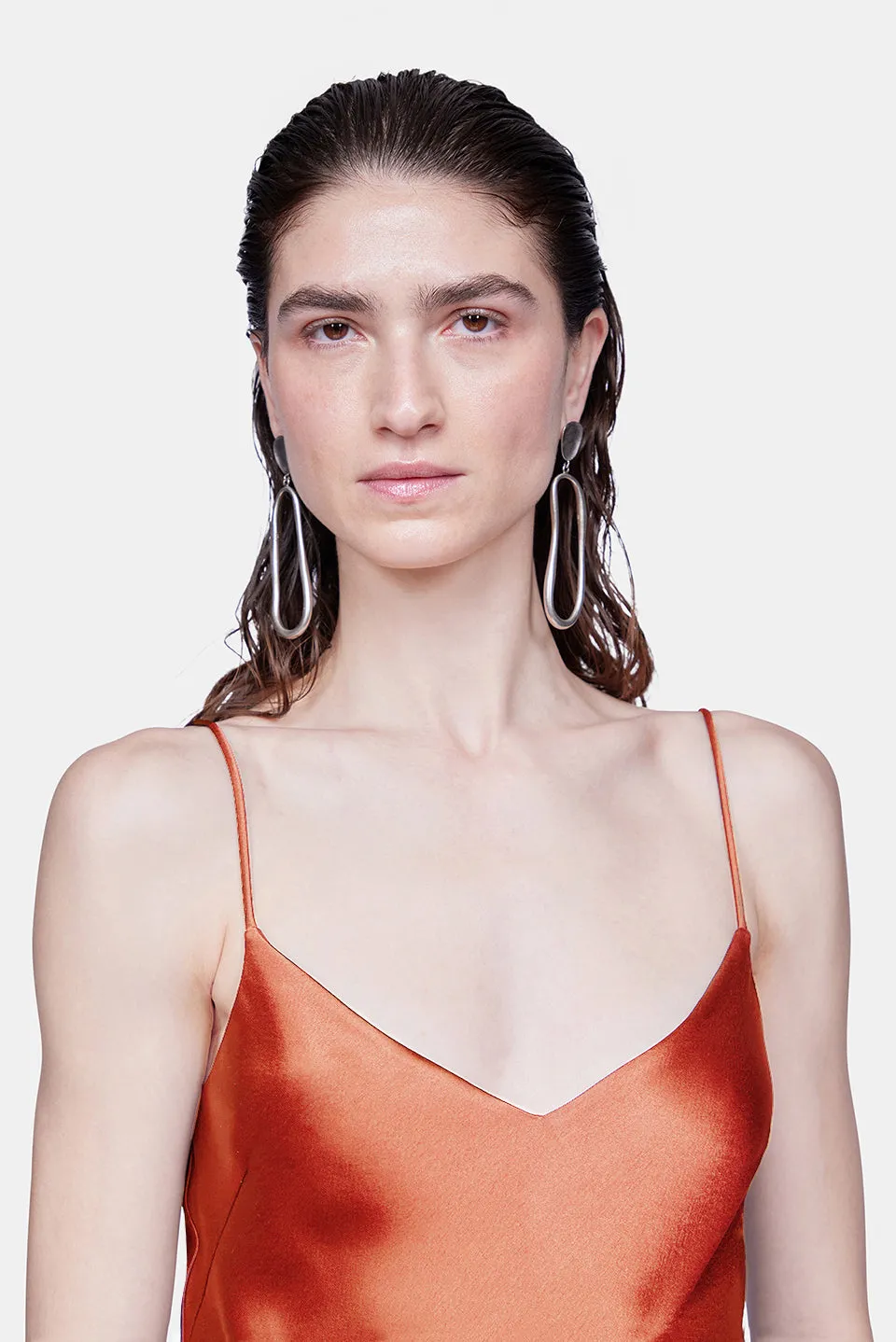Cropped V-Neck Slip Dress - Coral