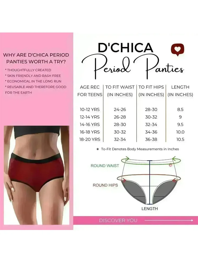 D'chica Eco-friendly, Anti-Microbial Lining, Period Panties No Pad Required, Black & Grey