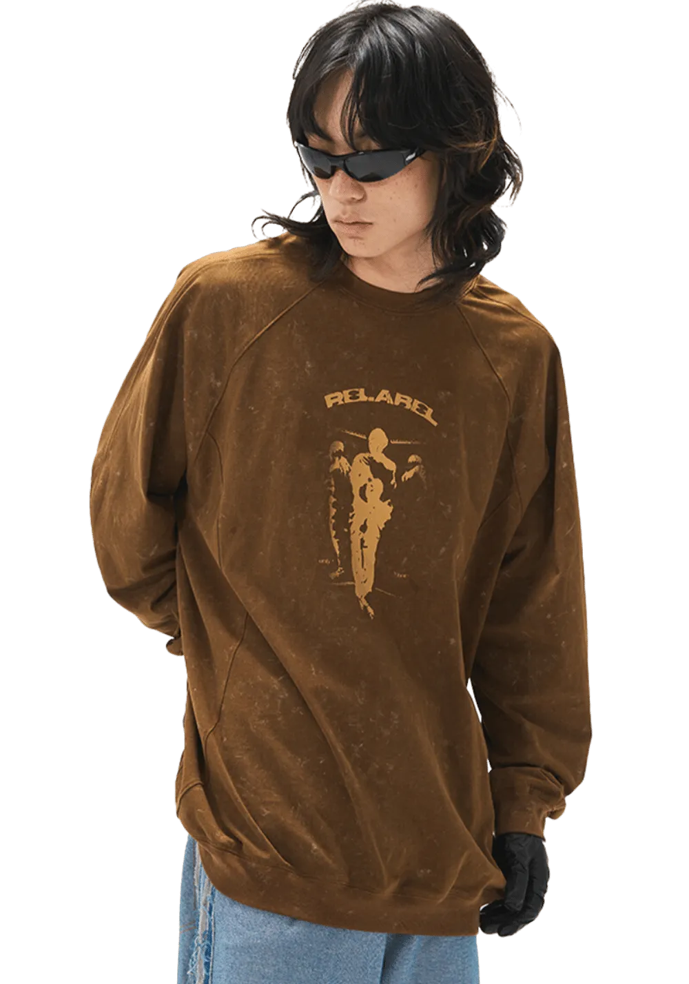 Deconstructed Washed Print Sweatshirt