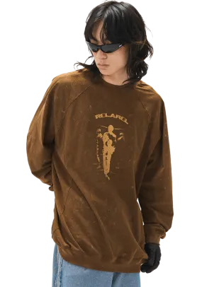 Deconstructed Washed Print Sweatshirt