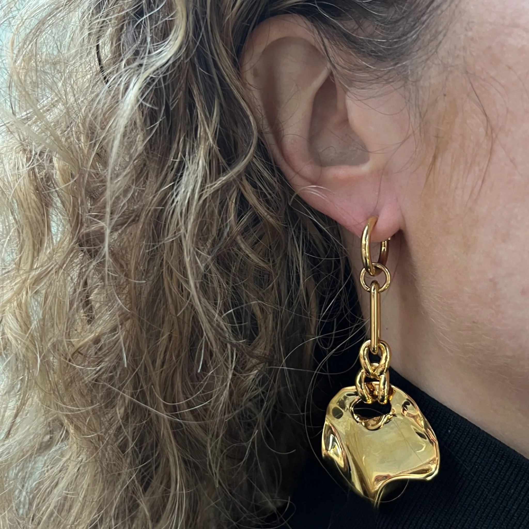 Desert Melted Coin Earrings - 18kt gold plated