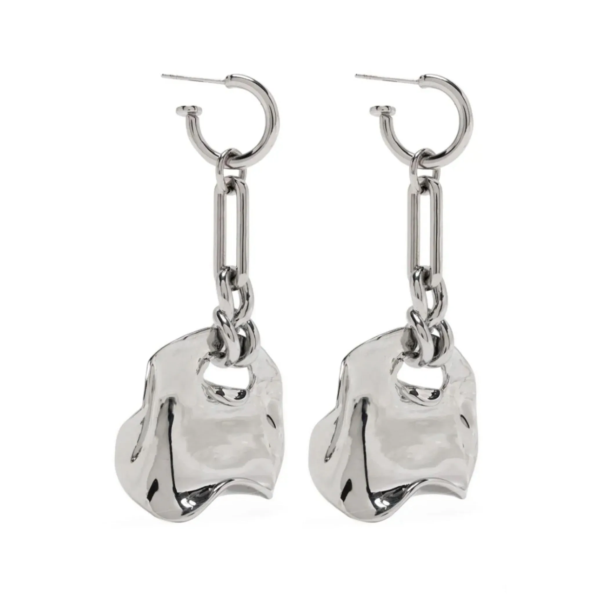 Desert Melted Coin Earrings - silver