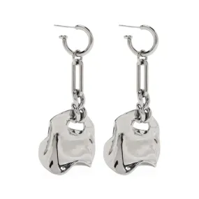 Desert Melted Coin Earrings - silver