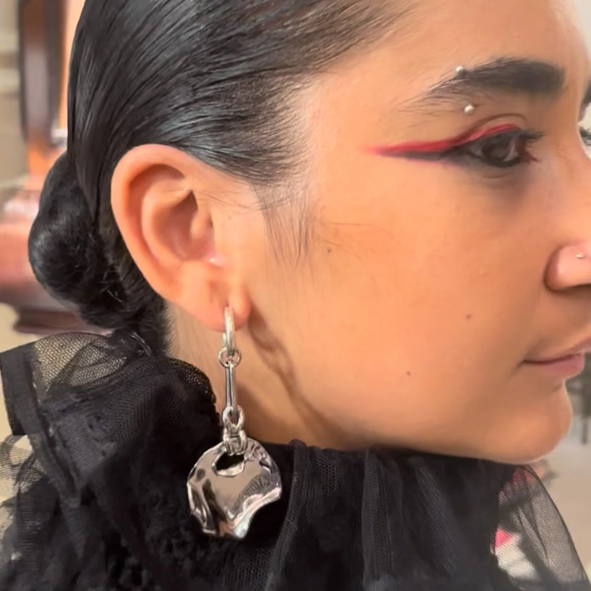 Desert Melted Coin Earrings - silver