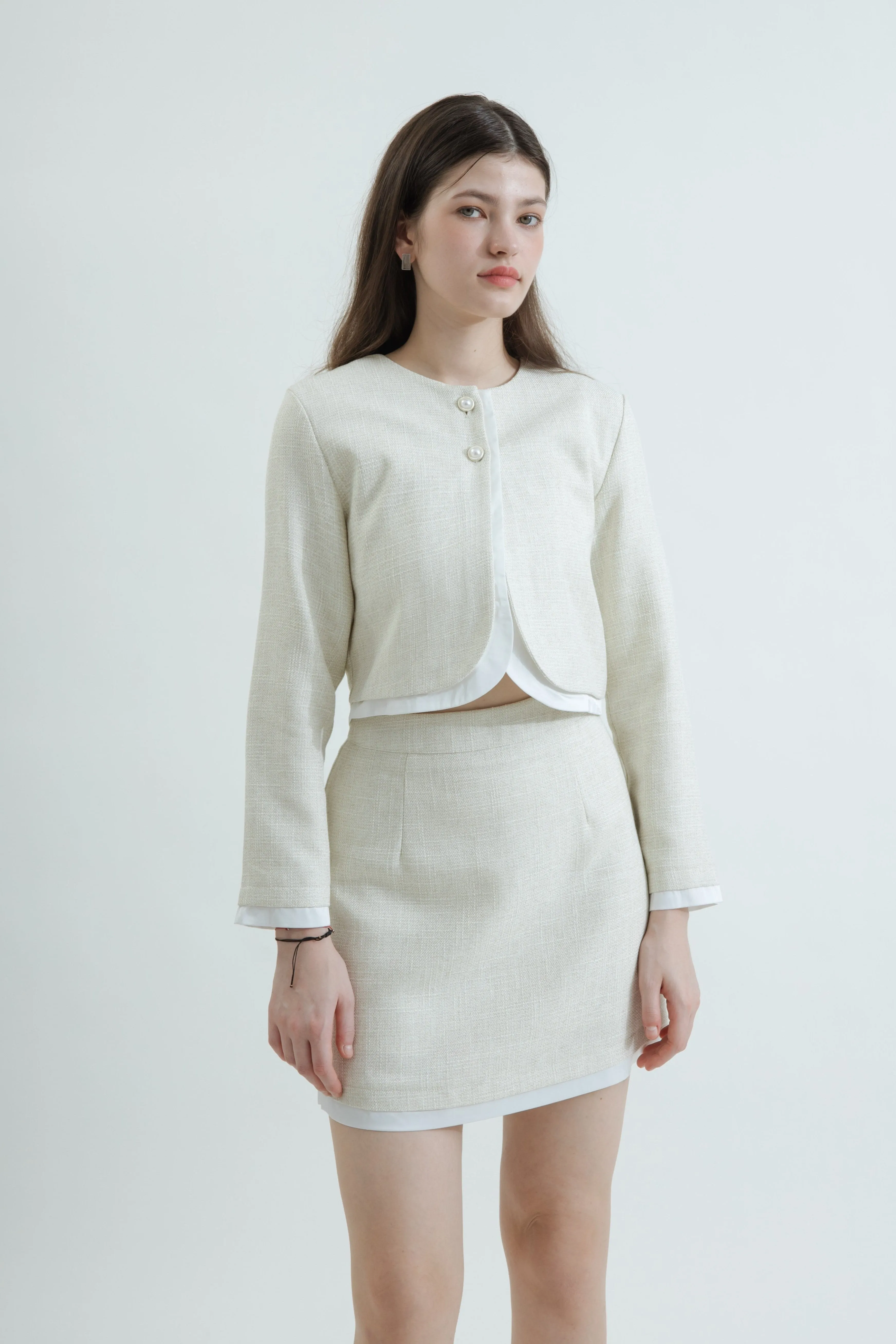 Double Layered A Line Skirt (Beige Mix)