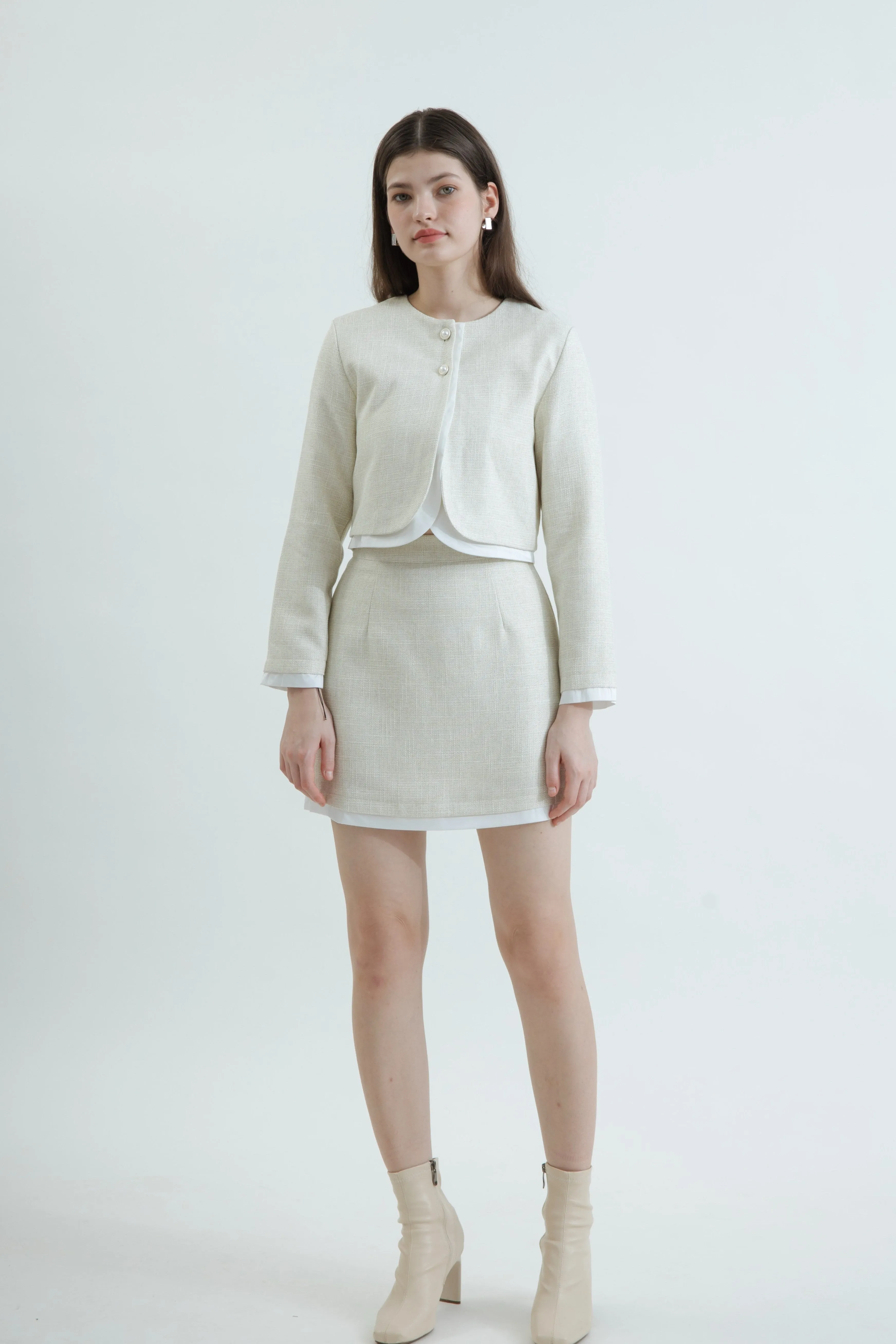 Double Layered A Line Skirt (Beige Mix)