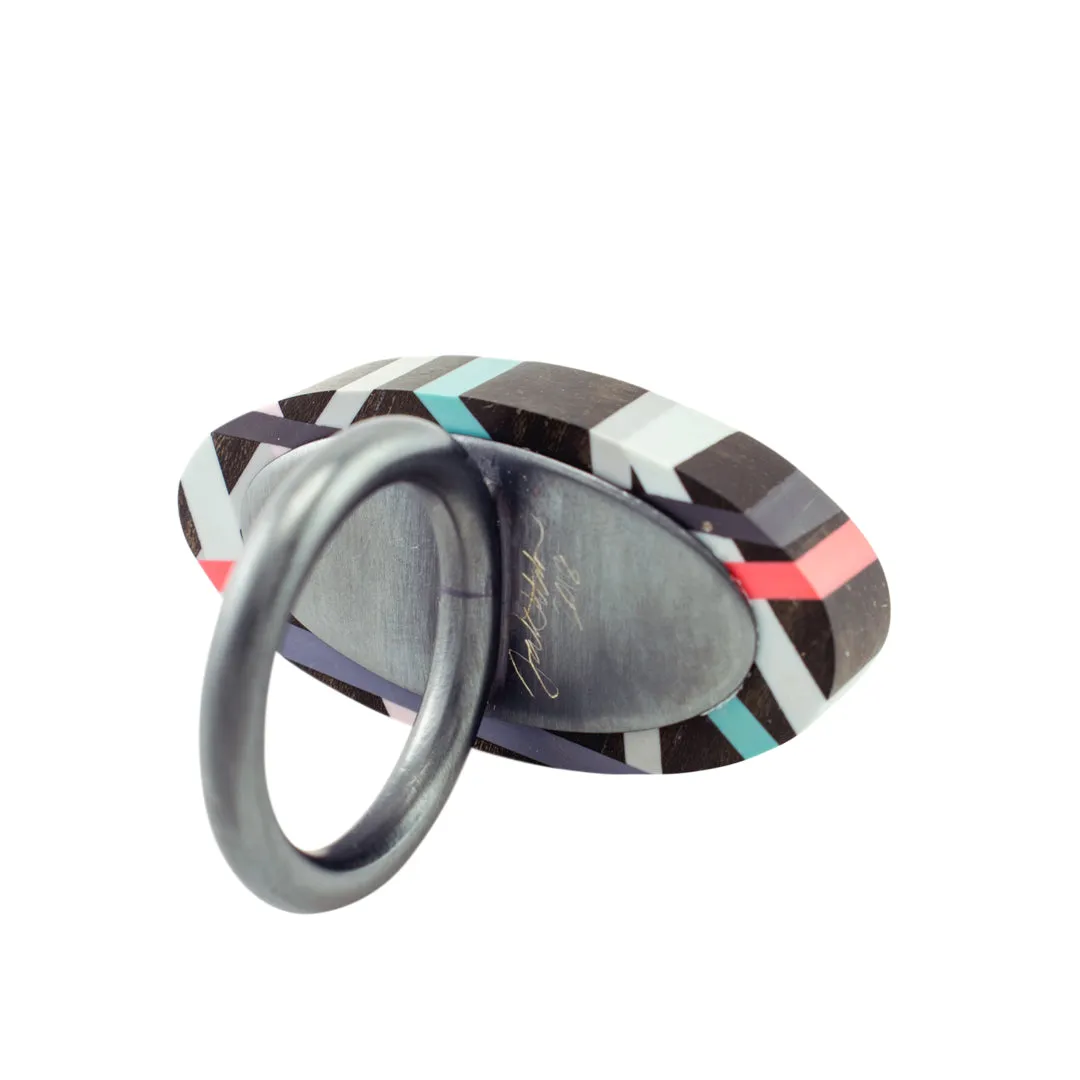 Ebony Coral Pop Wood Cocktail Ring