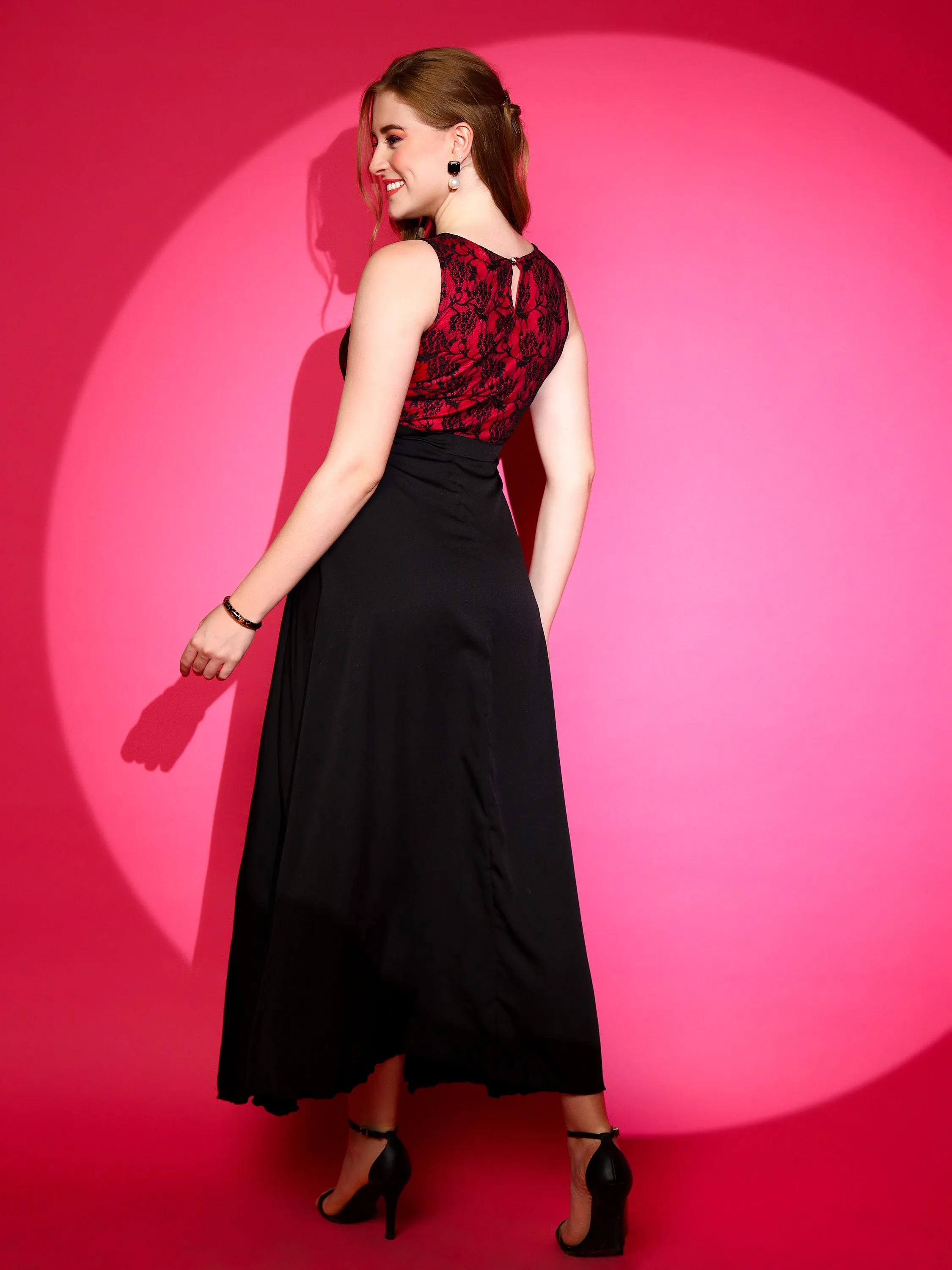 Elegance Boat Neck Fit & flare Maxi High slit Dress