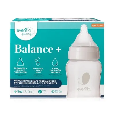 Evenflo 6pk Balance Wide-Neck Anti-Colic Baby Bottles - 9oz