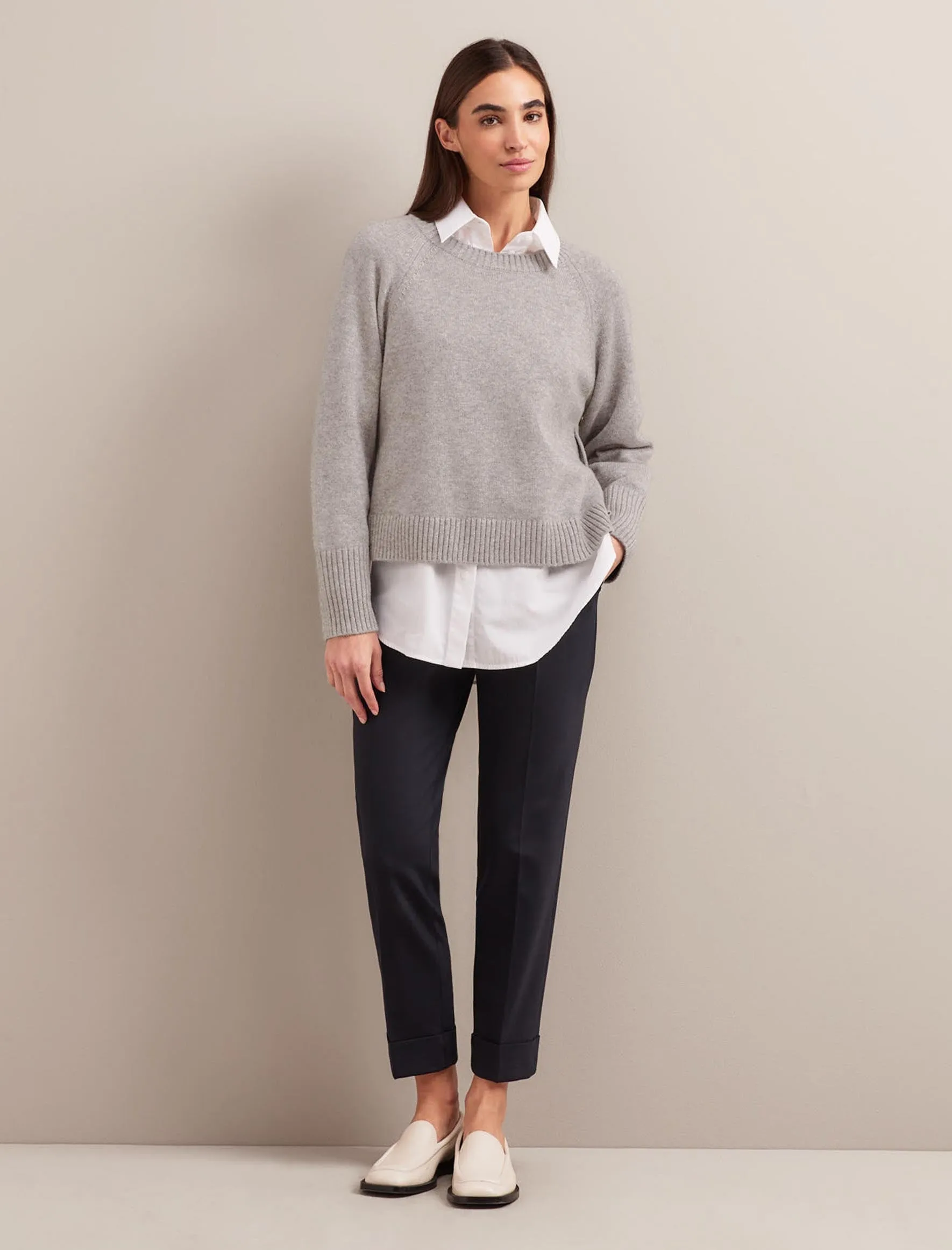 Ezra Cashmere Blend Jumper - Mid Grey