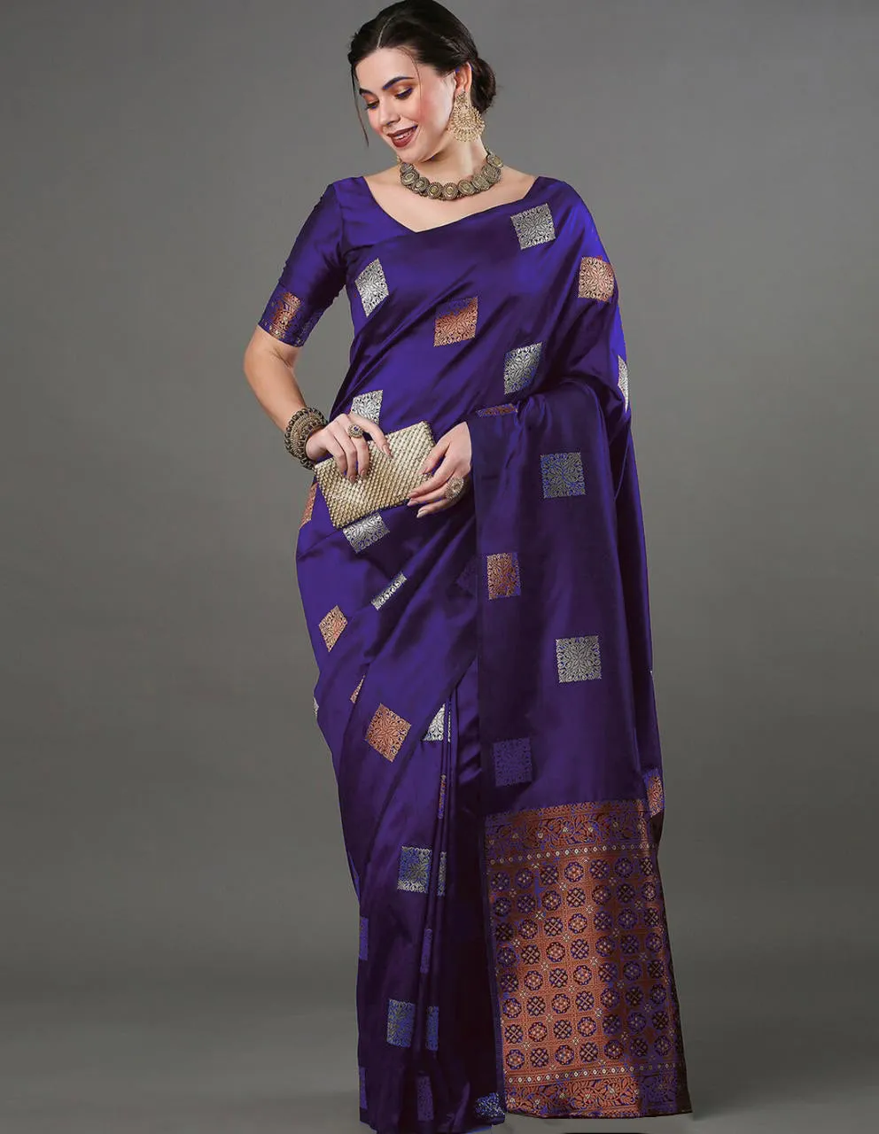 Fairytale Purple Soft Silk Saree With Opulent Blouse Piece