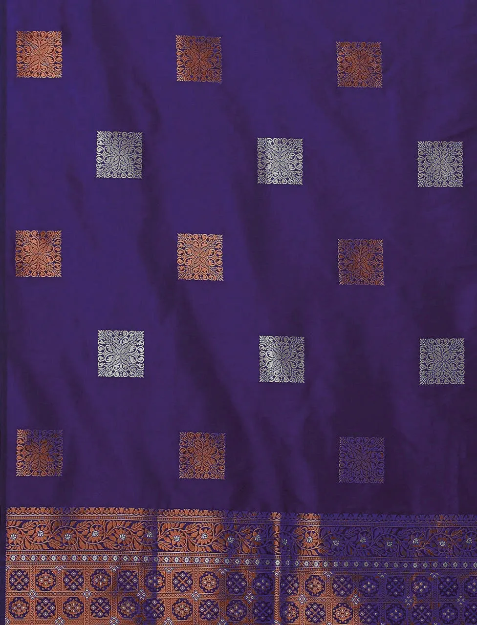 Fairytale Purple Soft Silk Saree With Opulent Blouse Piece