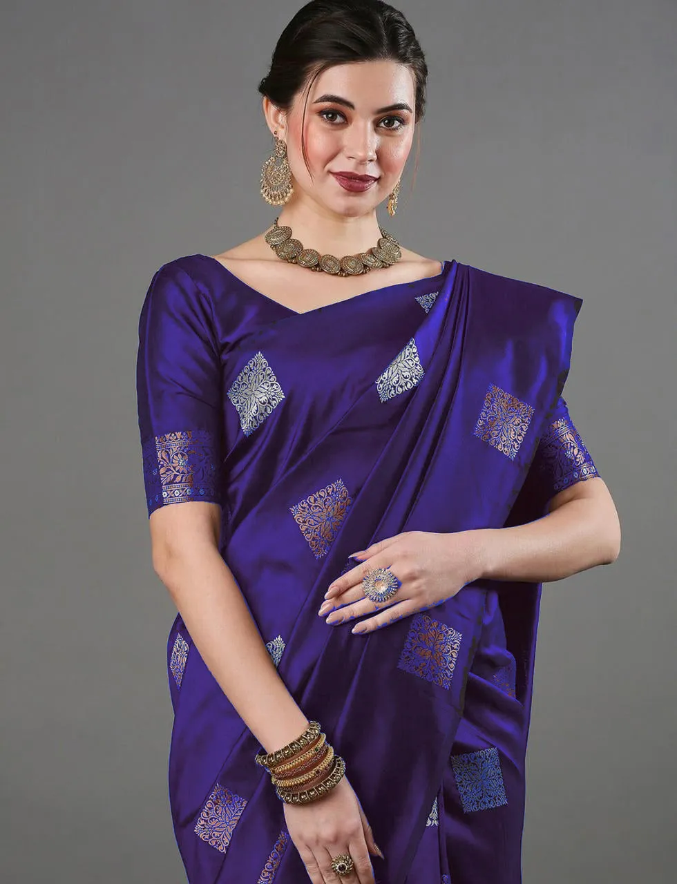 Fairytale Purple Soft Silk Saree With Opulent Blouse Piece